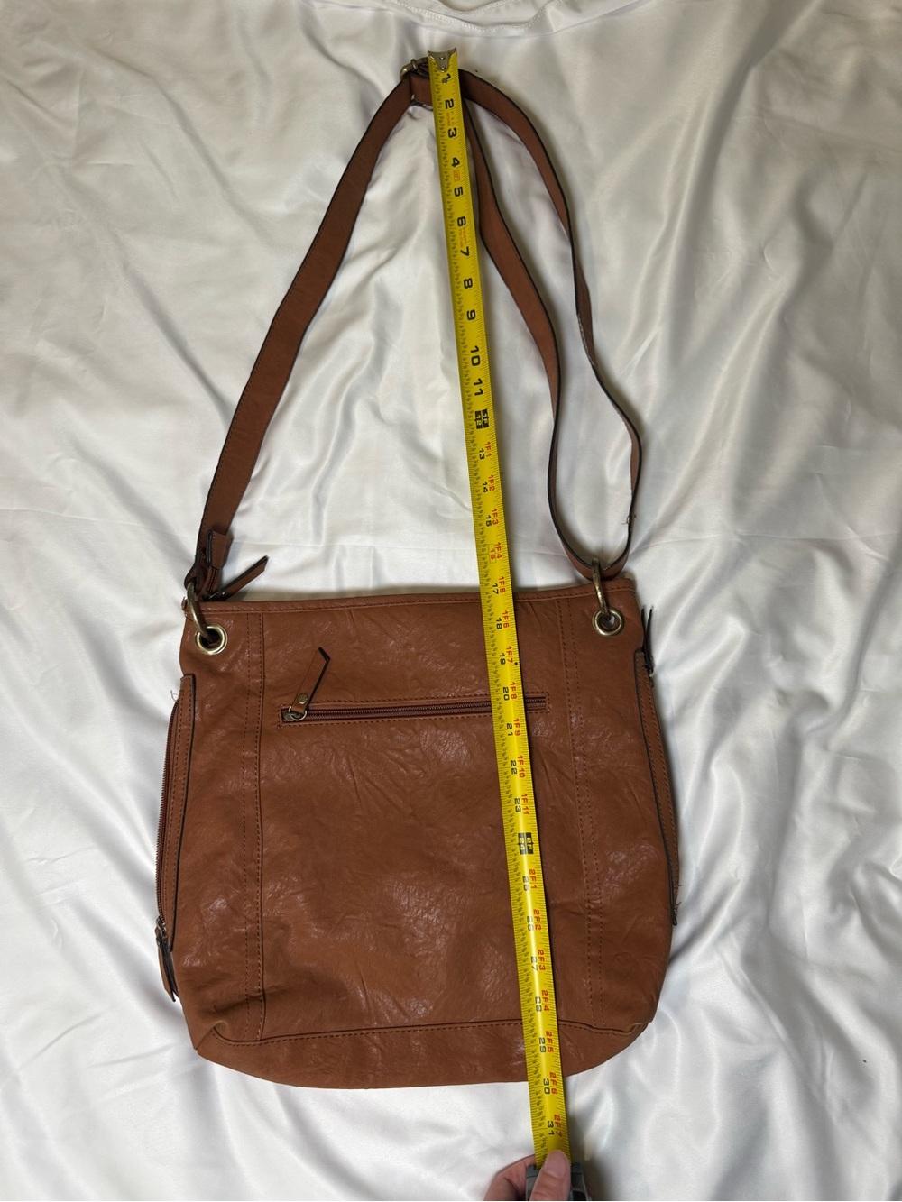 Bueno Pebbled Brown Crossbody Shoulder Zip Closure Inner/Outer Pockets - Picture 3 of 8